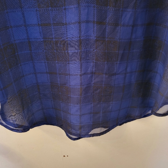 💥4 for $30💥 Eclipse large sheer blue/black pullover 3/4 sleeve blouse - Picture 4 of 7